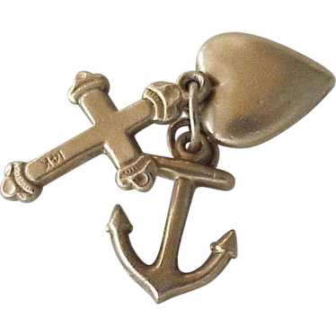 Anchor, Heart, Cross Vintage Charms 14K Gold, Thr… - image 1