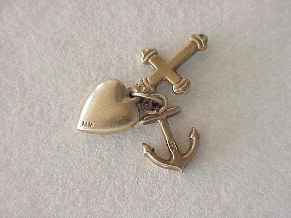 Anchor, Heart, Cross Vintage Charms 14K Gold, Thr… - image 2