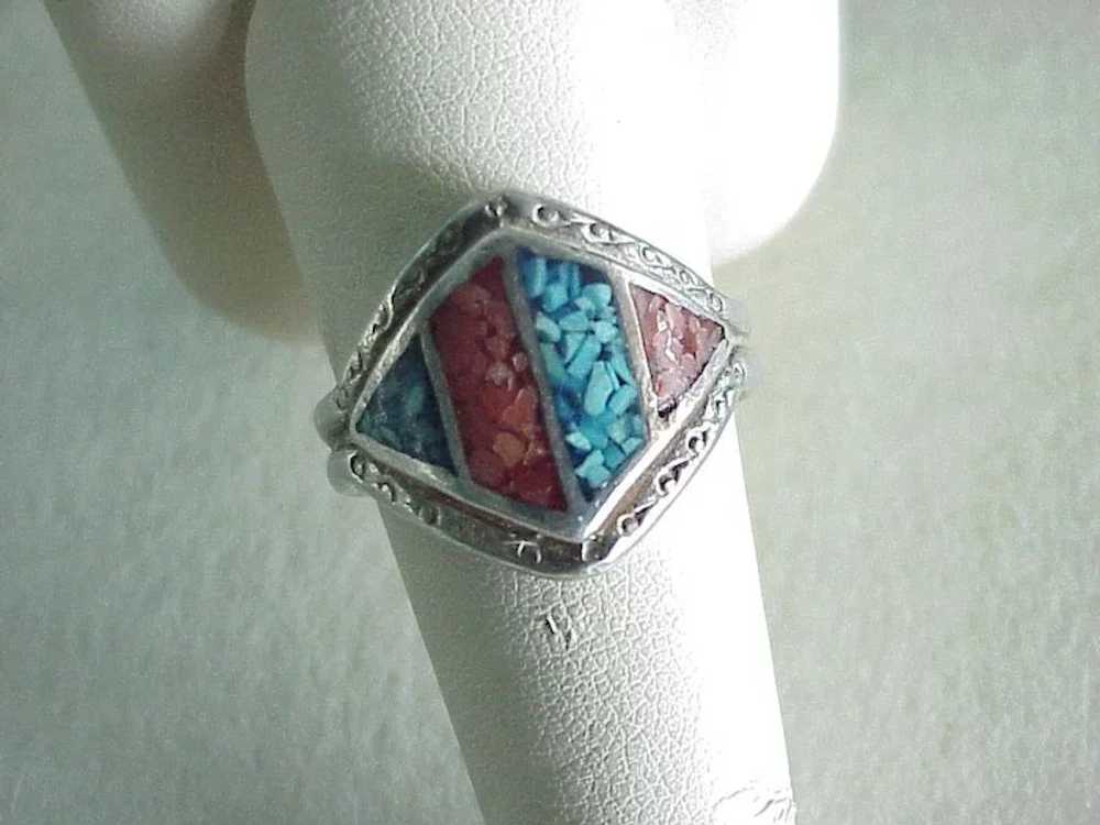Vintage Southwest Ring Sterling Silver Turquoise … - image 2