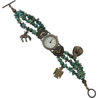 South-West Native American Bracelet Watch Sterlin… - image 1