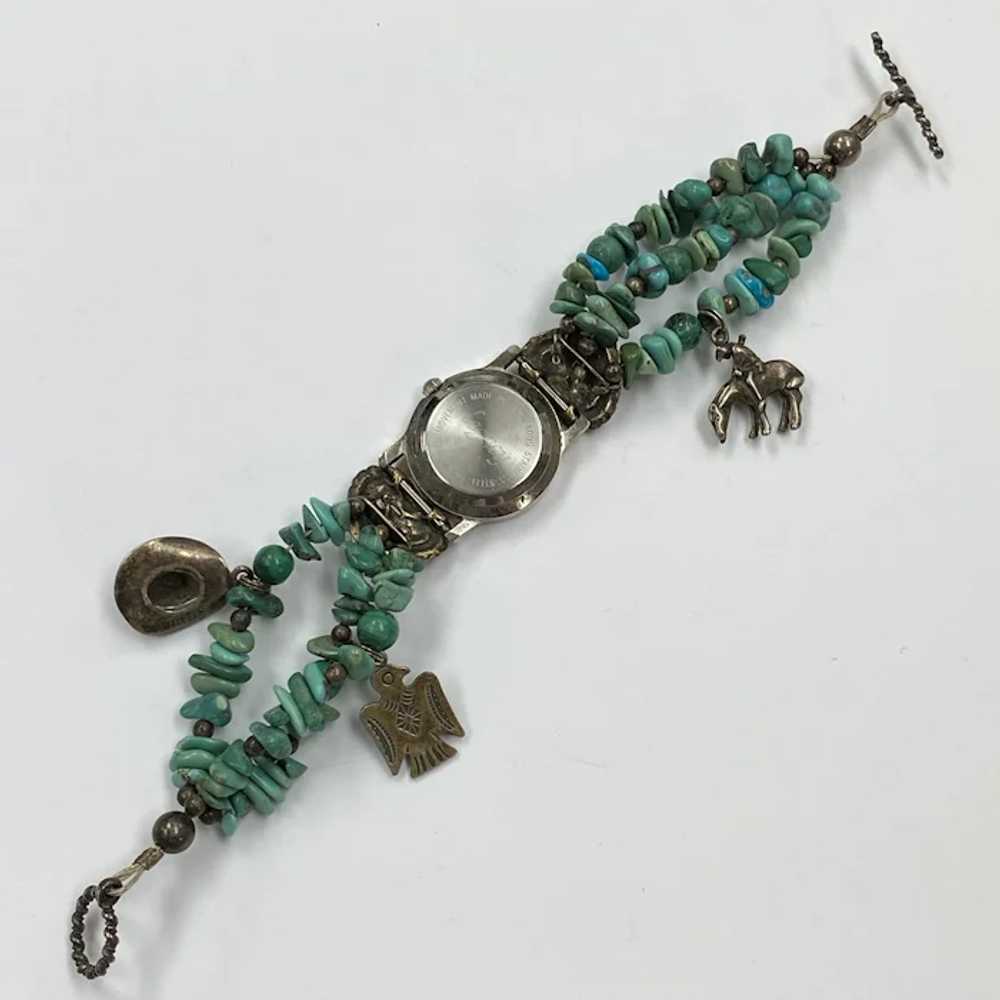 South-West Native American Bracelet Watch Sterlin… - image 3