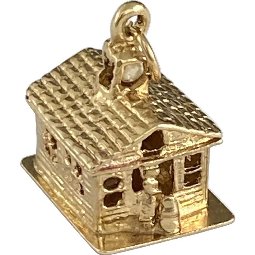 School House Vintage Charm 14K Gold Three-Dimensi… - image 1