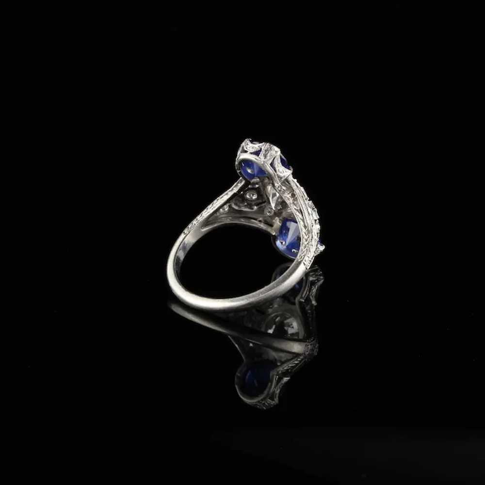 Antique Edwardian Platinum Diamond & Sapphire Shi… - image 4