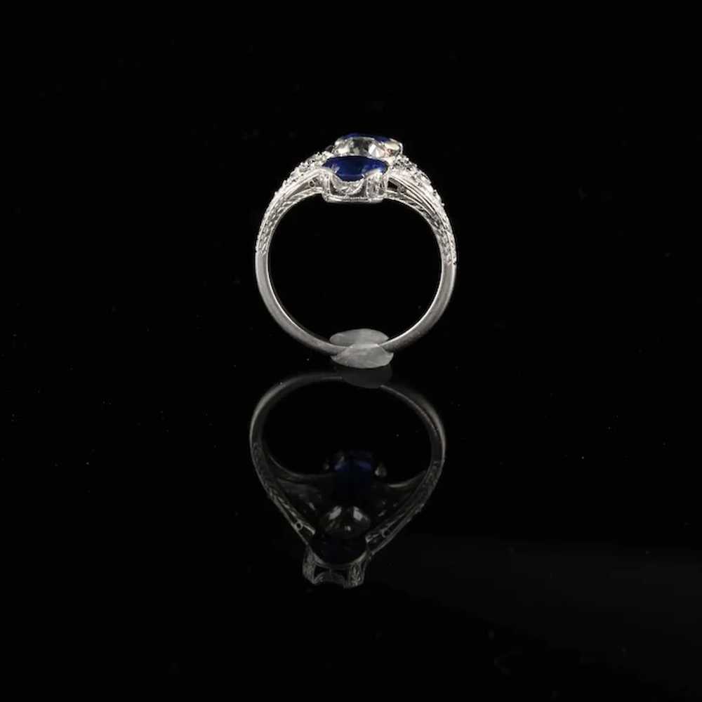 Antique Edwardian Platinum Diamond & Sapphire Shi… - image 5