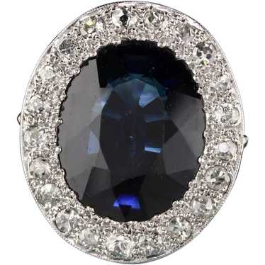 Antique Art Deco Platinum Diamond and Sapphire Co… - image 1