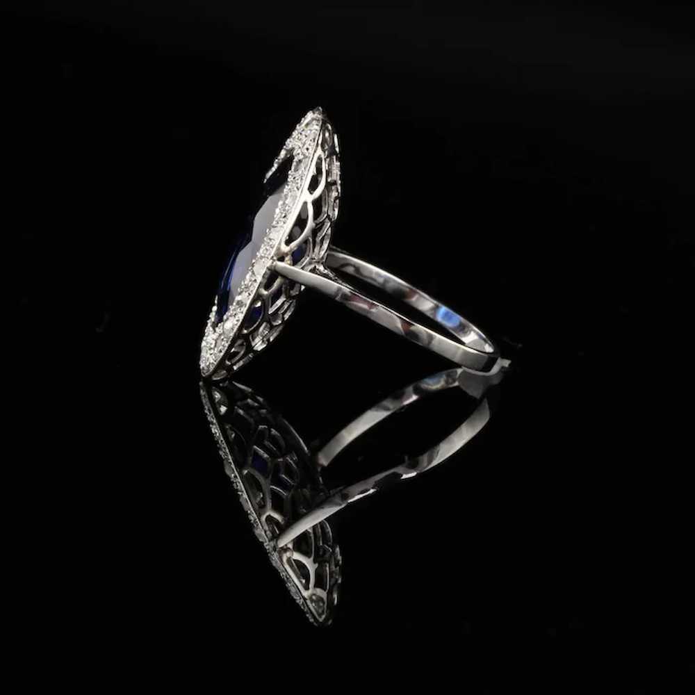 Antique Art Deco Platinum Diamond and Sapphire Co… - image 4