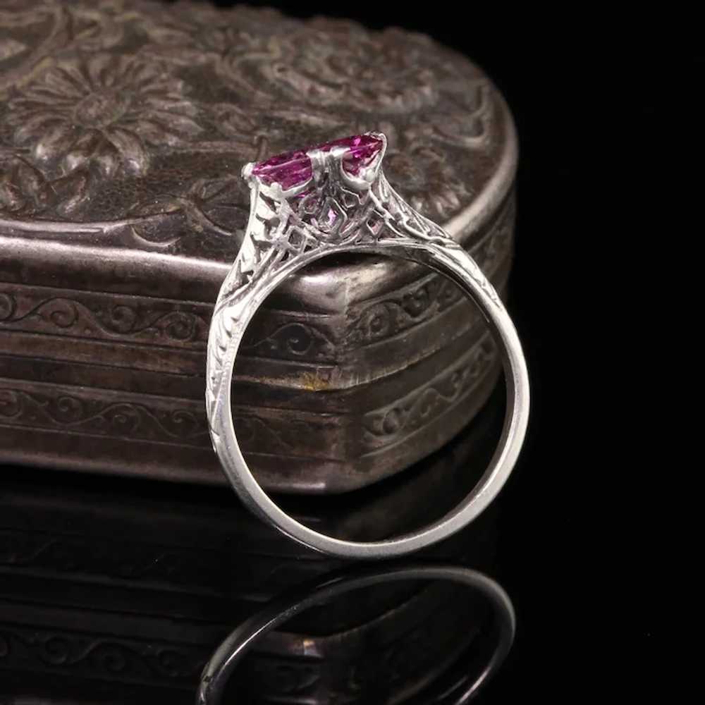 Antique Art Deco Platinum Oval Pink Sapphire Fili… - image 2