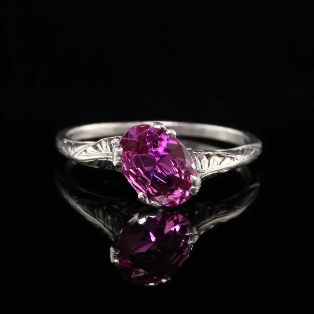 Antique Art Deco Platinum Oval Pink Sapphire Fili… - image 3