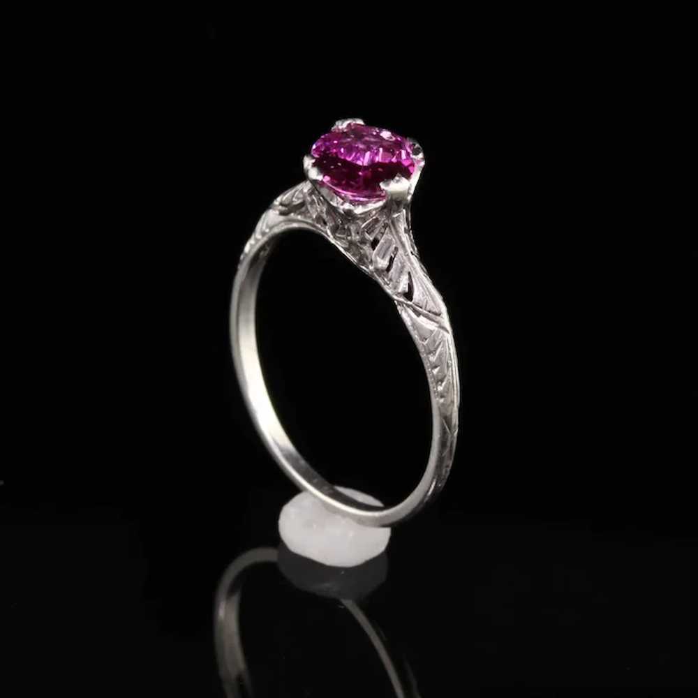 Antique Art Deco Platinum Oval Pink Sapphire Fili… - image 5