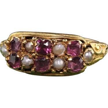 Antique Victorian 14K Yellow Gold English Garnet … - image 1