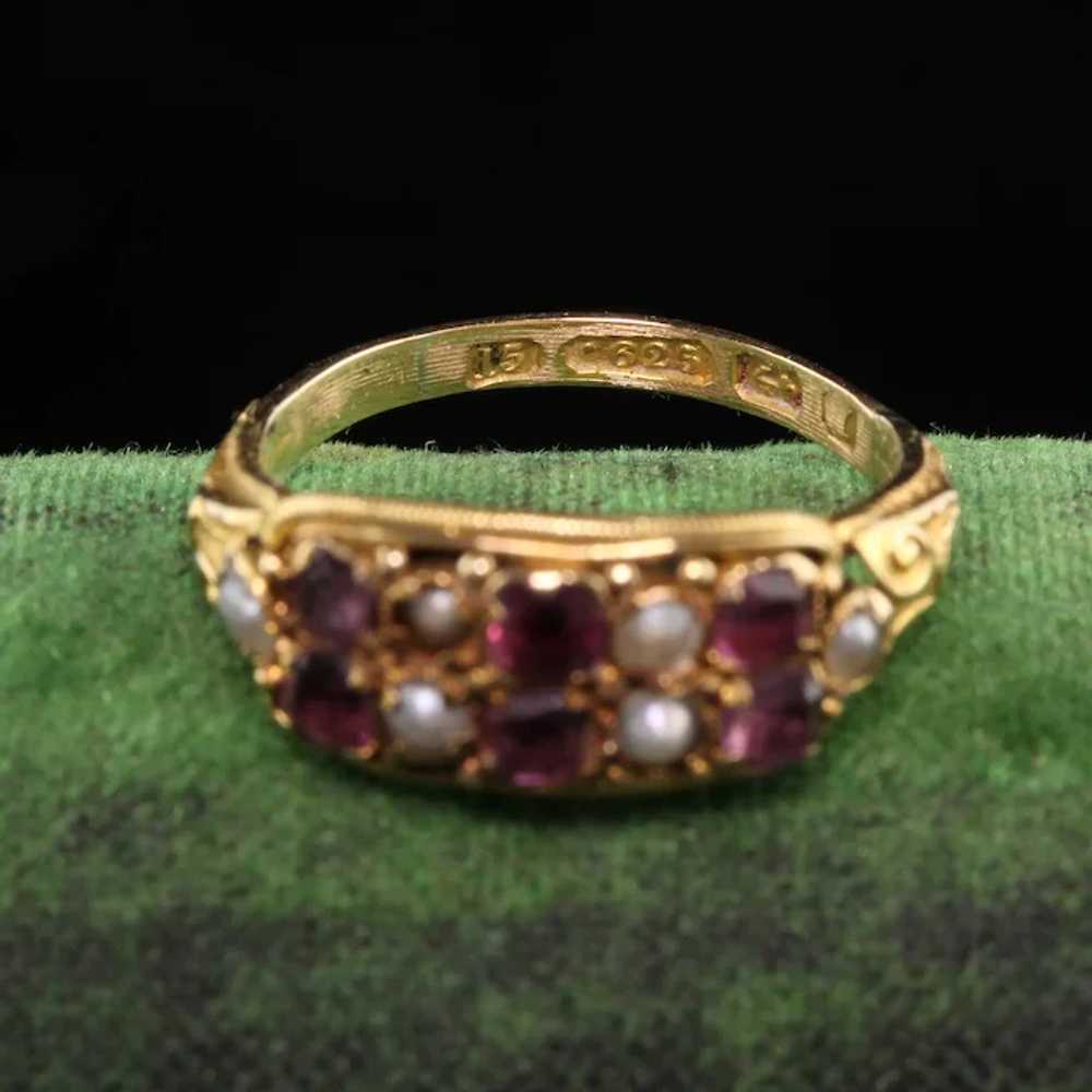 Antique Victorian 14K Yellow Gold English Garnet … - image 3