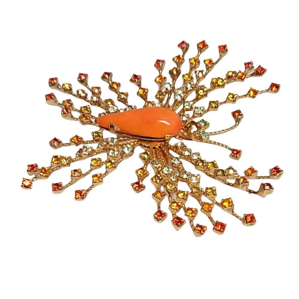 Warner Orange Yellow White Rhinestone Butterfly V… - image 5