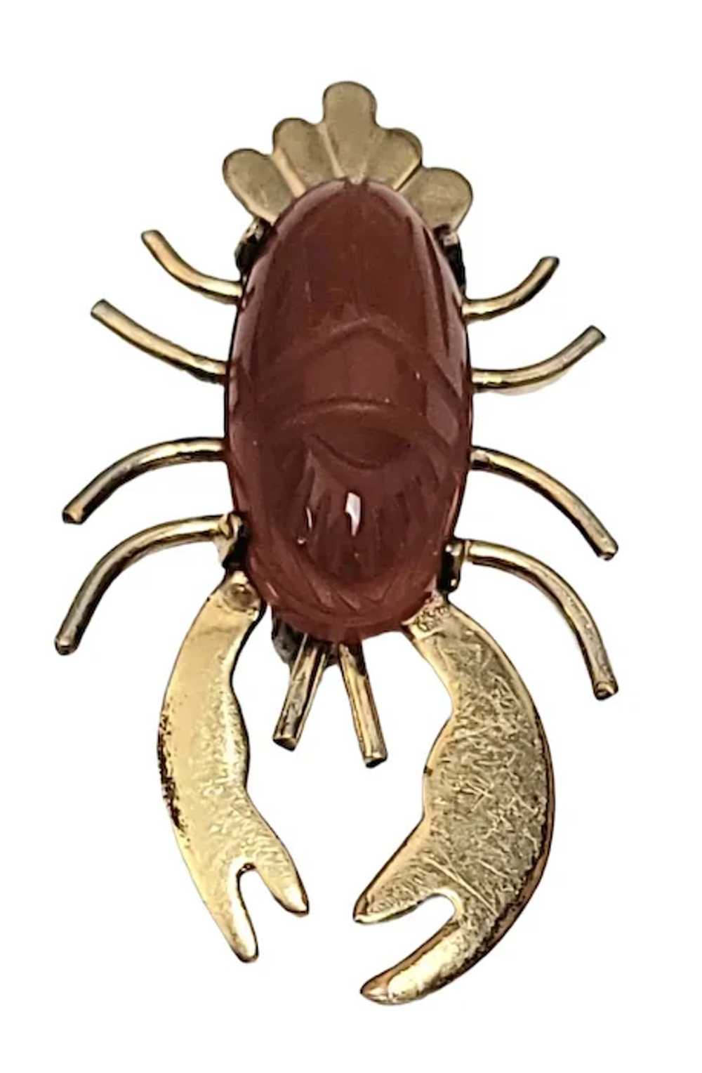 Gold-Tone 1/20 12k Gold Plate Scarab Carnelian Lo… - image 7