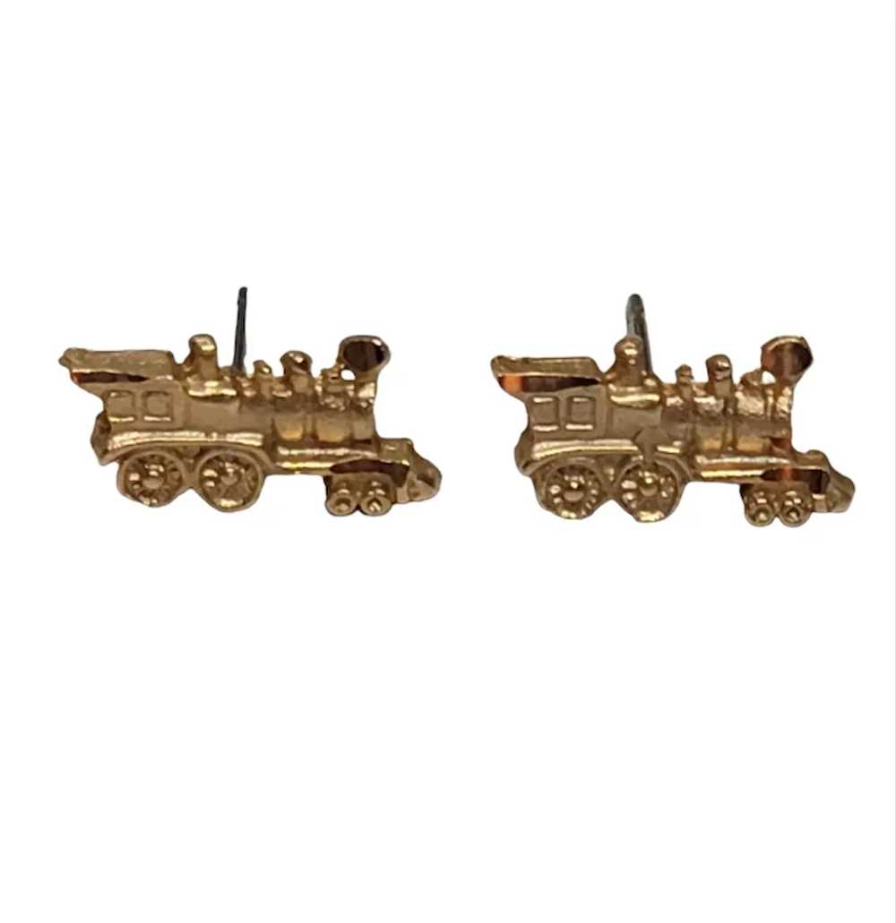 Gold Tone Stainless Steel  Steam Engine Train Pos… - image 3