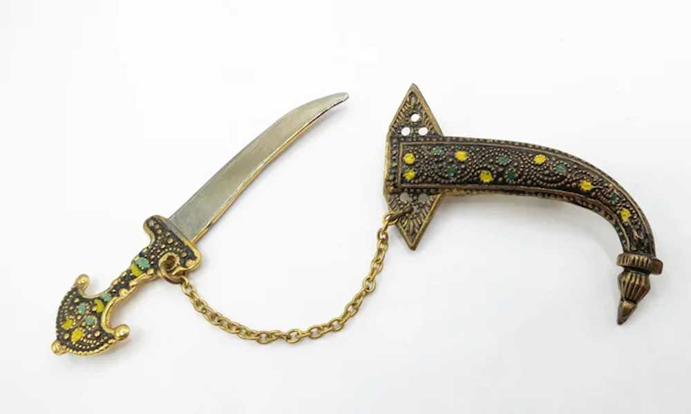 Goldtone Enamel Paisley Sword And Scabbard Pin, B… - image 10