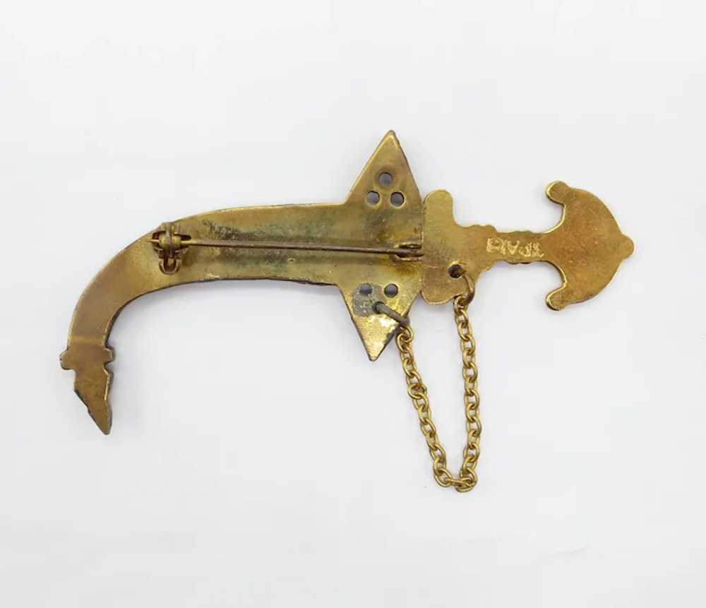 Goldtone Enamel Paisley Sword And Scabbard Pin, B… - image 2