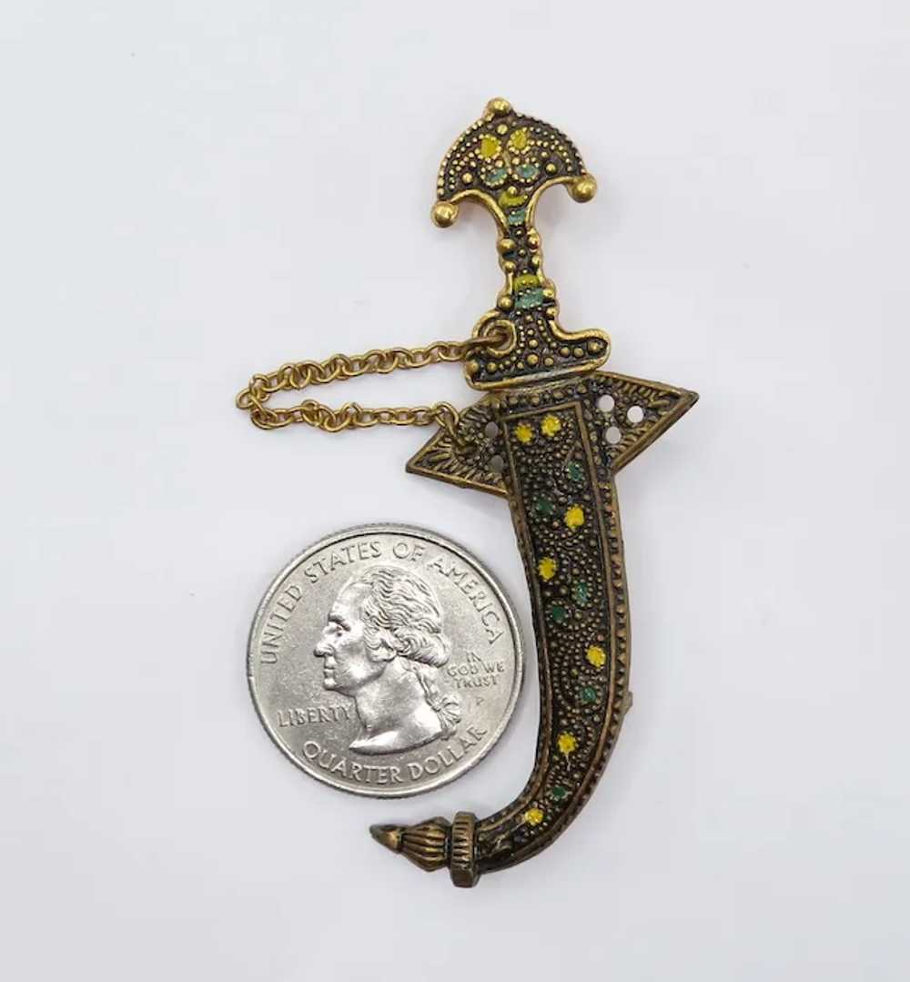 Goldtone Enamel Paisley Sword And Scabbard Pin, B… - image 4