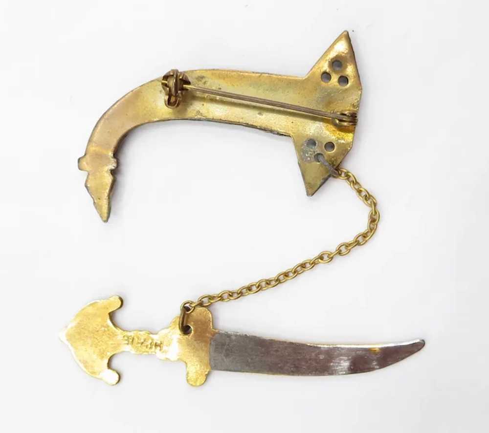 Goldtone Enamel Paisley Sword And Scabbard Pin, B… - image 6