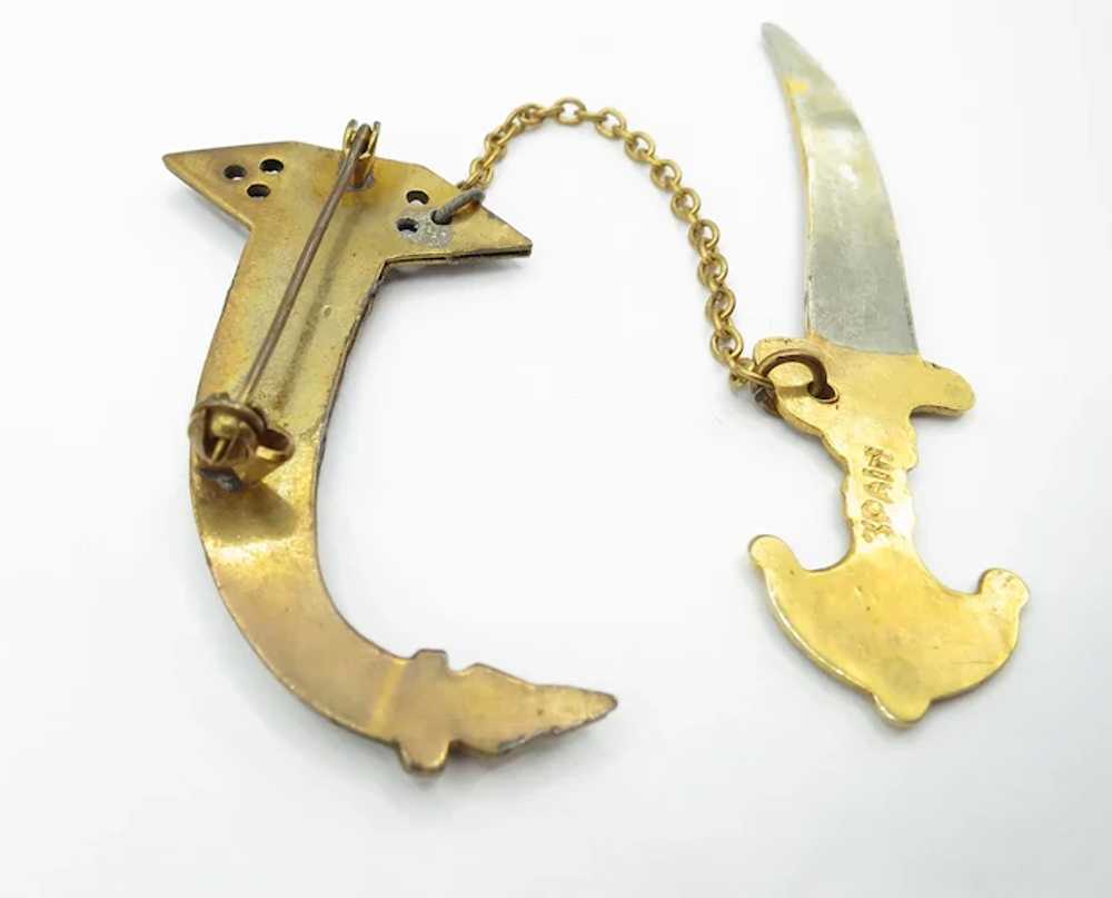 Goldtone Enamel Paisley Sword And Scabbard Pin, B… - image 7