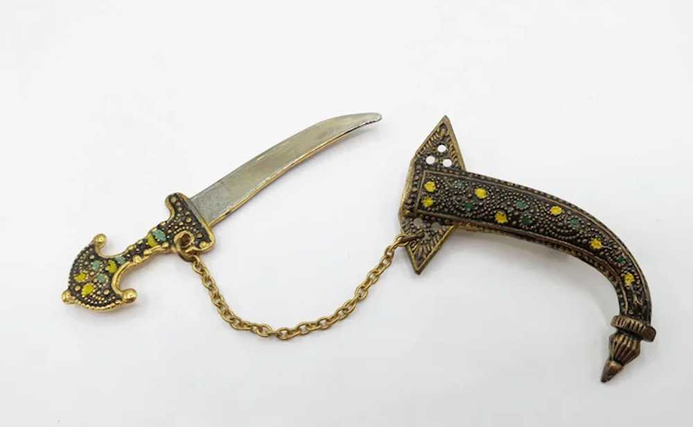 Goldtone Enamel Paisley Sword And Scabbard Pin, B… - image 8
