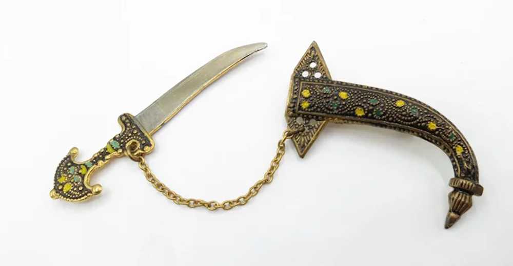 Goldtone Enamel Paisley Sword And Scabbard Pin, B… - image 9