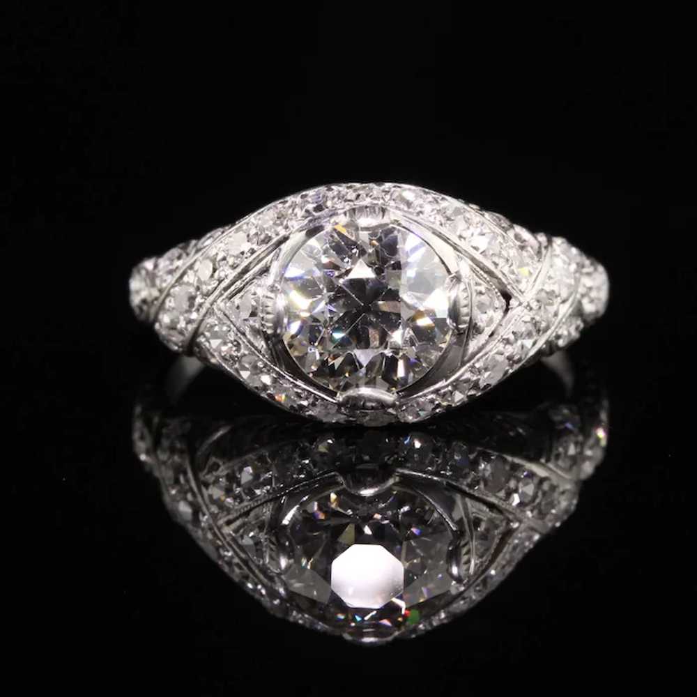 Antique Art Deco Platinum Old European Diamond Fi… - image 4