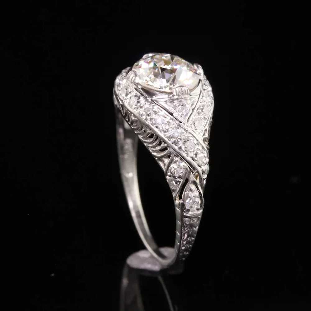 Antique Art Deco Platinum Old European Diamond Fi… - image 6