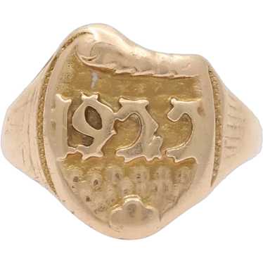 Art Deco 14K Gold “1922” Date Ring, Antique Shiel… - image 1