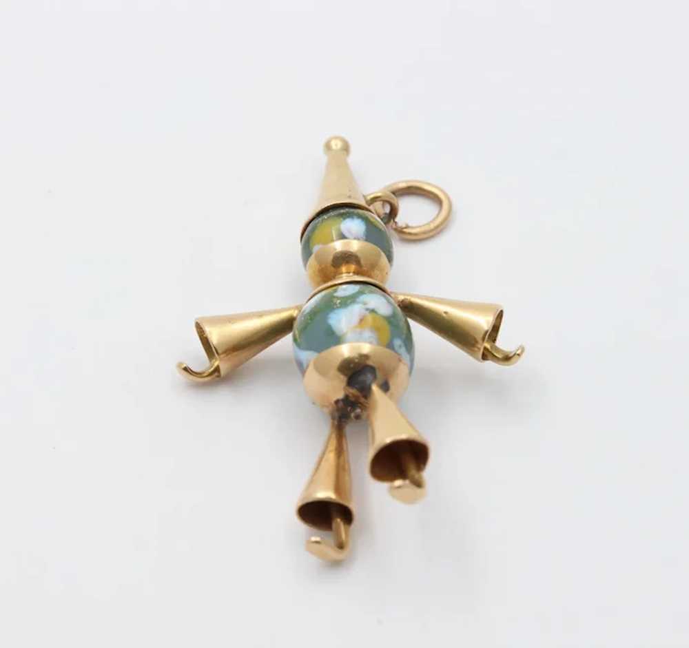 Vintage 14K Gold and Glass Pierrot or Clown Charm - image 5