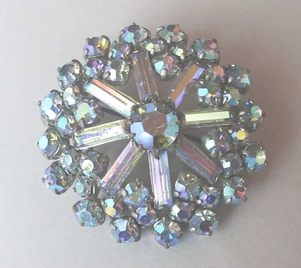 AB blue vintage crystal brooch expanding watch ba… - image 6