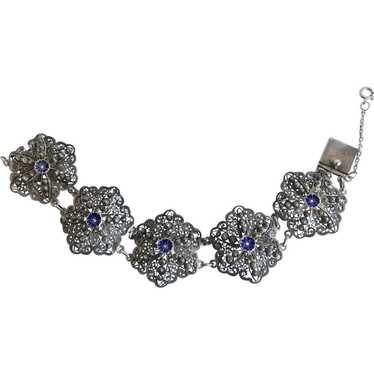 Topazio Vintage Filigree Sterling Silver Bracelet… - image 1