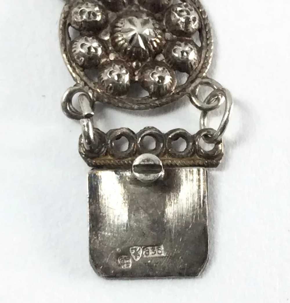 European 835 Antique  Silver Repoussé Link Bracel… - image 4