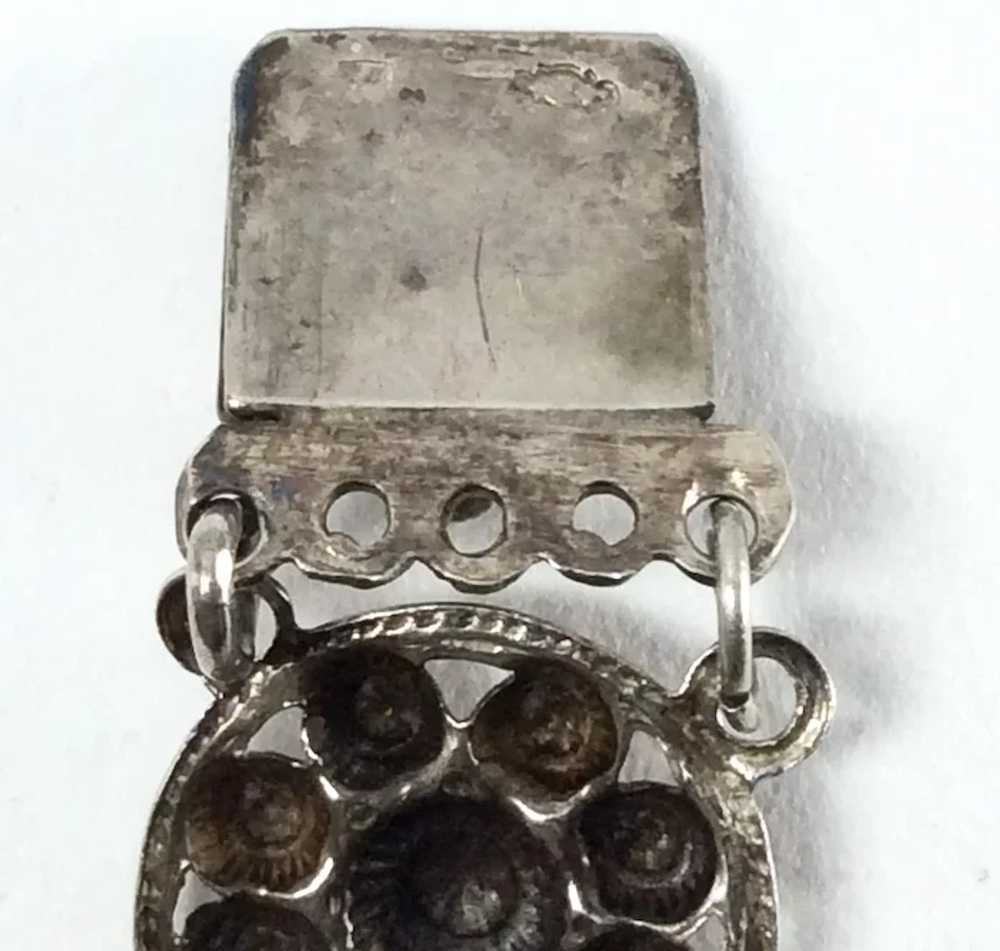 European 835 Antique  Silver Repoussé Link Bracel… - image 5