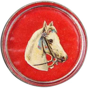 Pretty Gray Horse Brooch Pin - Original Bridle Ros