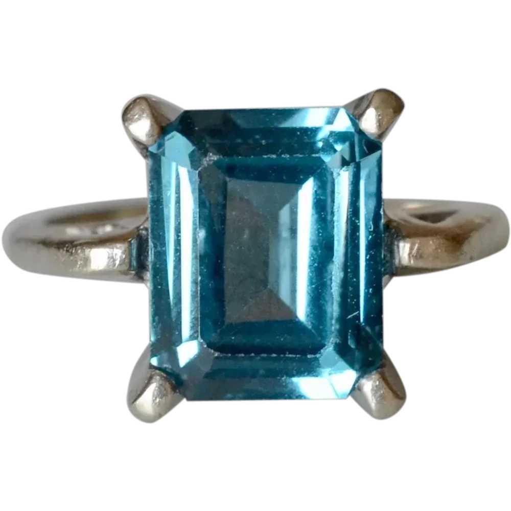 Classic 14K White Gold Emerald-Cut Blue Topaz Sol… - image 1