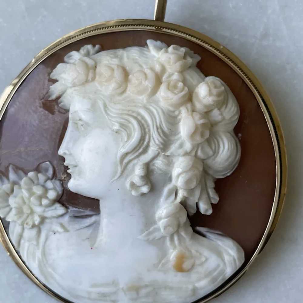 Antique Rare 14K Yellow Gold Carved Shell Cameo L… - image 2