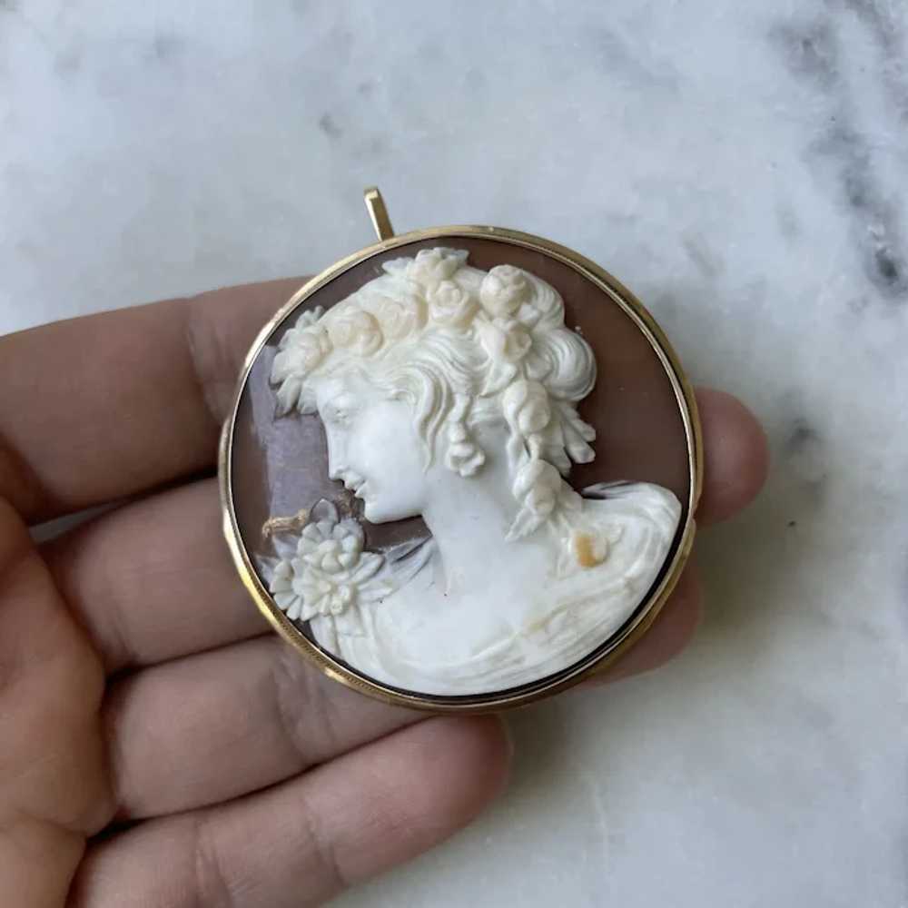 Antique Rare 14K Yellow Gold Carved Shell Cameo L… - image 3