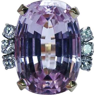 Designer 18ct 18K Cushion Kunzite Diamond Ring 18K