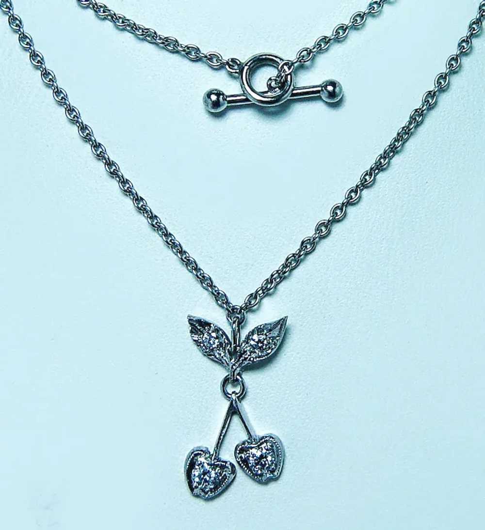 Cathy Waterman Platinum Diamond Cherries Necklace… - image 2