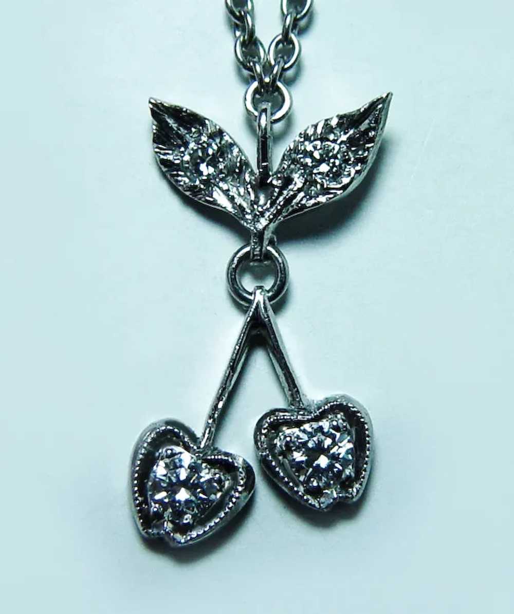 Cathy Waterman Platinum Diamond Cherries Necklace… - image 3