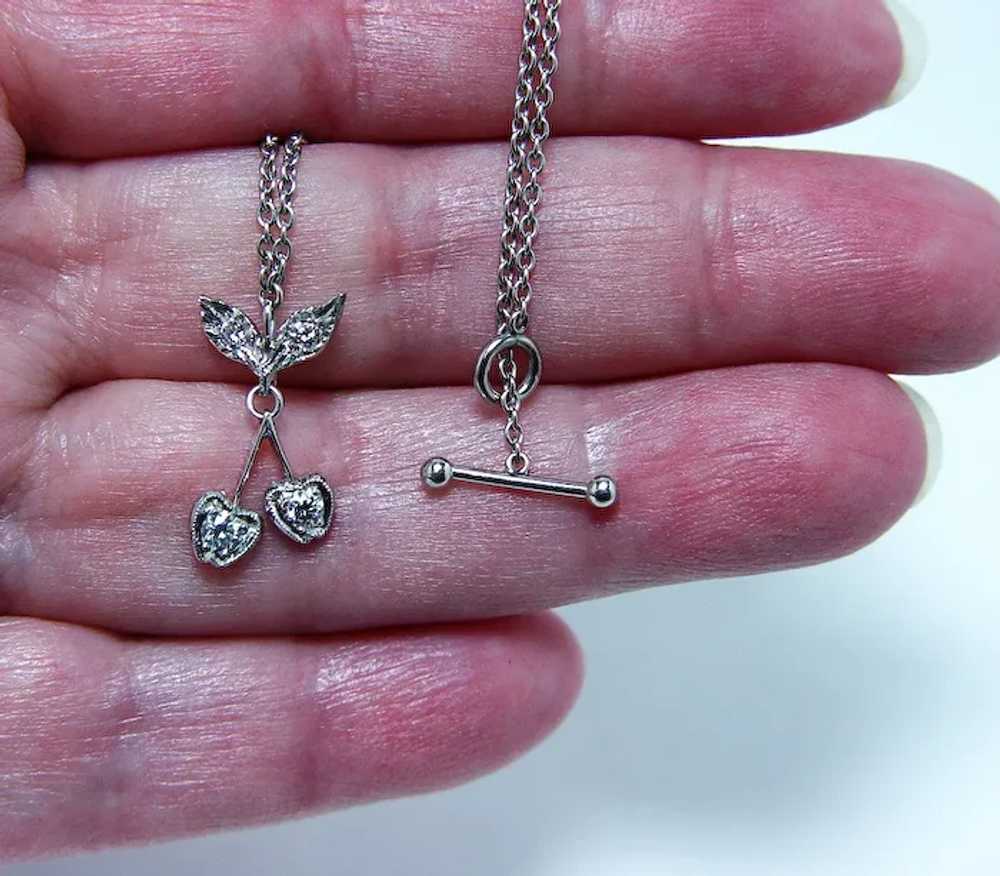 Cathy Waterman Platinum Diamond Cherries Necklace… - image 4