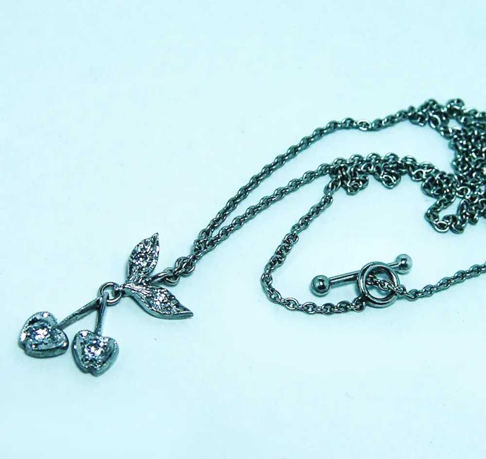 Cathy Waterman Platinum Diamond Cherries Necklace… - image 5