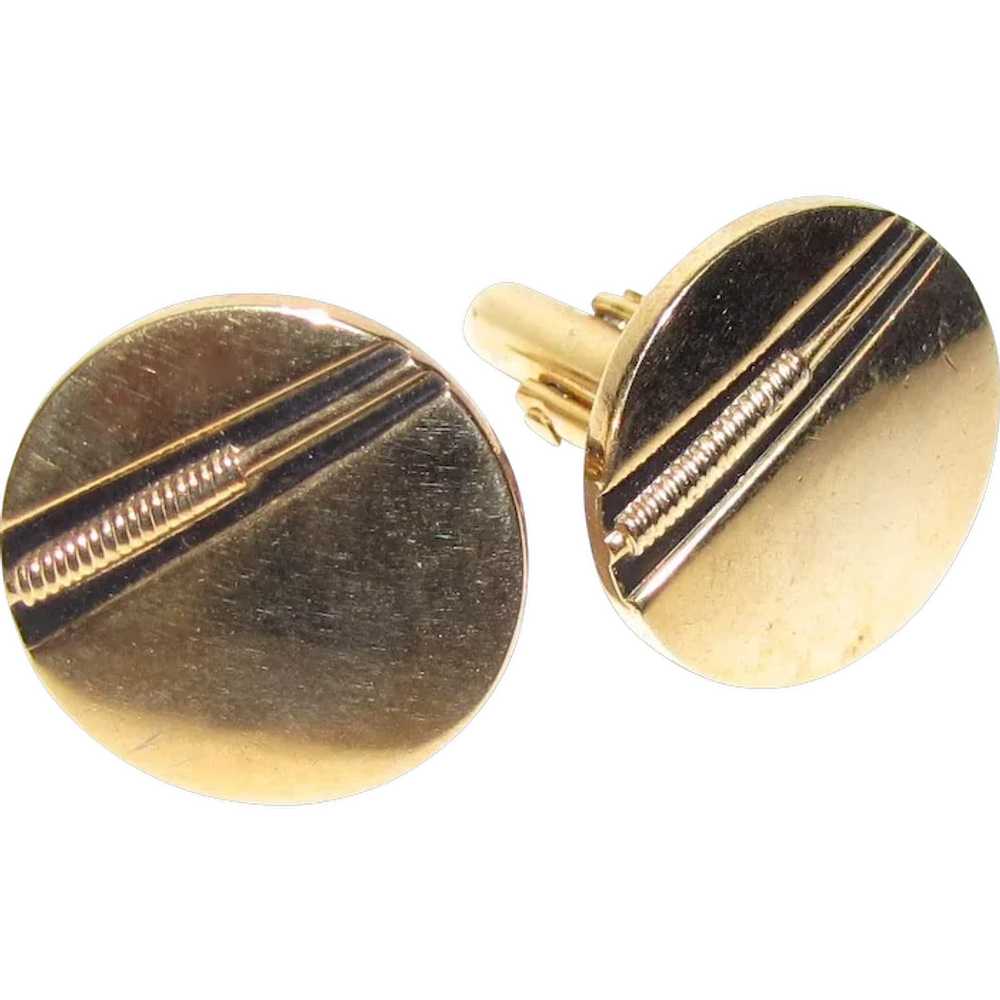 Elegant Swank Retro Cuff Links, Bull Rush Design - image 1