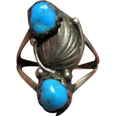 Old Pawn Native American Hand Made Turquoise Ring… - image 1