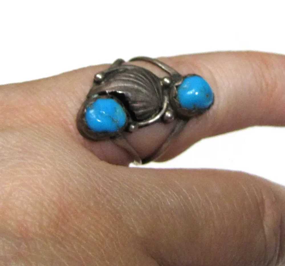 Old Pawn Native American Hand Made Turquoise Ring… - image 2