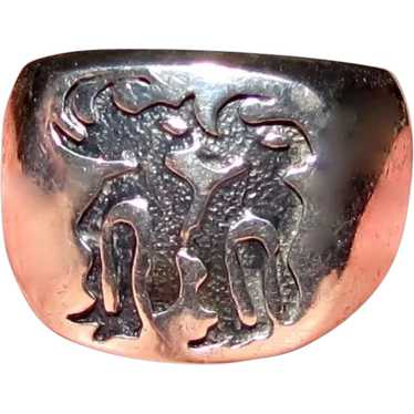 Sterling Kokopelli Dancer Signet Ring Sz 5 1/2 - image 1