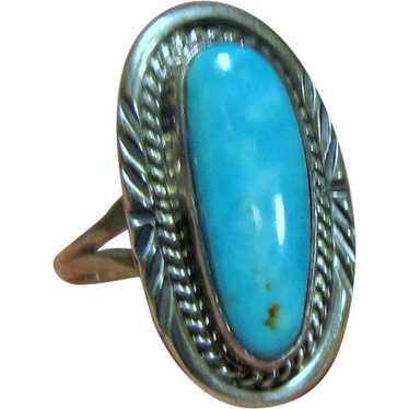 Navajo Sterling & Turquoise Ring Size 7.5 by Mike 