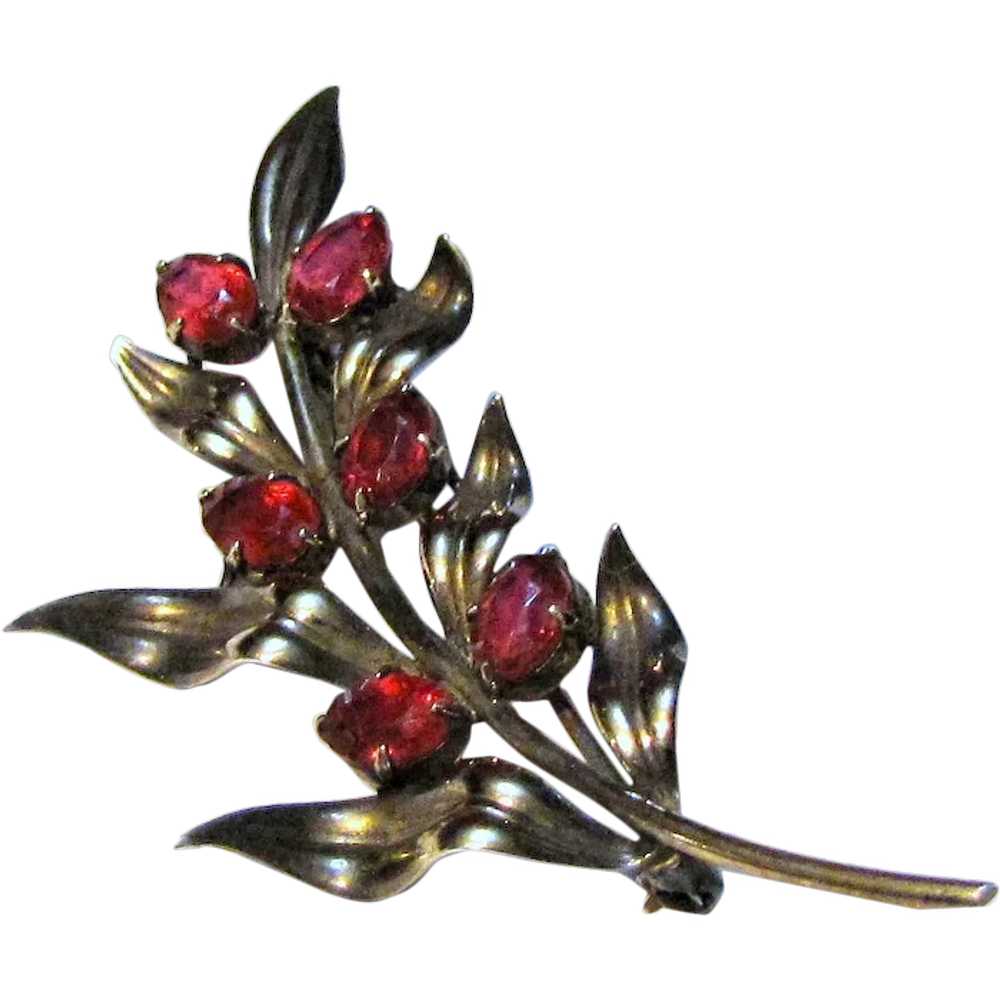 Sterling & 14K Symmetalic Floral Spray Pin - Gem