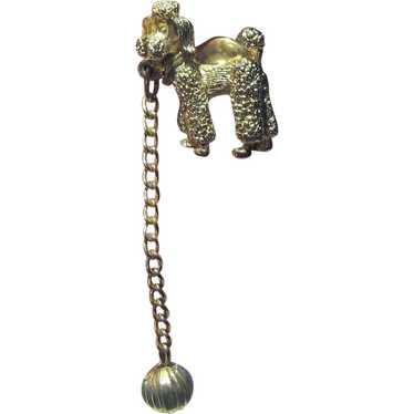 Poodle on Lead Goldtone Tack Pin