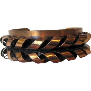 Signed Renoir Modernist Copper Cuff Bracelet - image 1